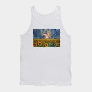 Sunflowers In A Lightning Storm Impressionist Style Painting Tank Top